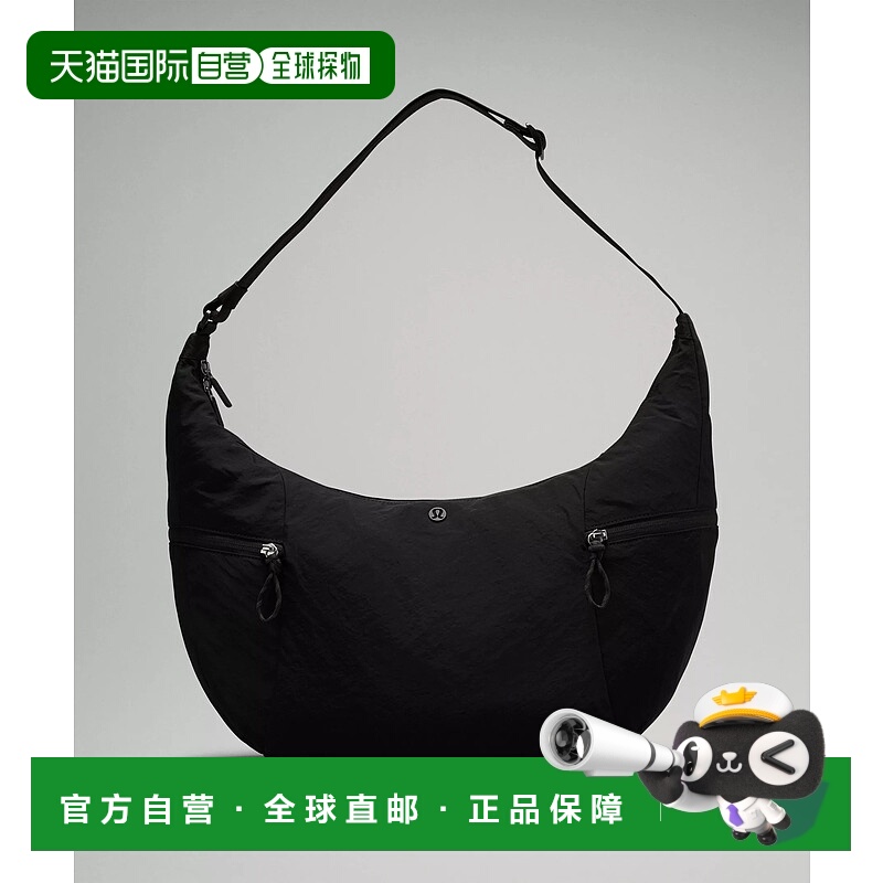 1h可退 日潮跑腿Lululemon露露乐蒙 大号休闲单肩包 13L Black LU