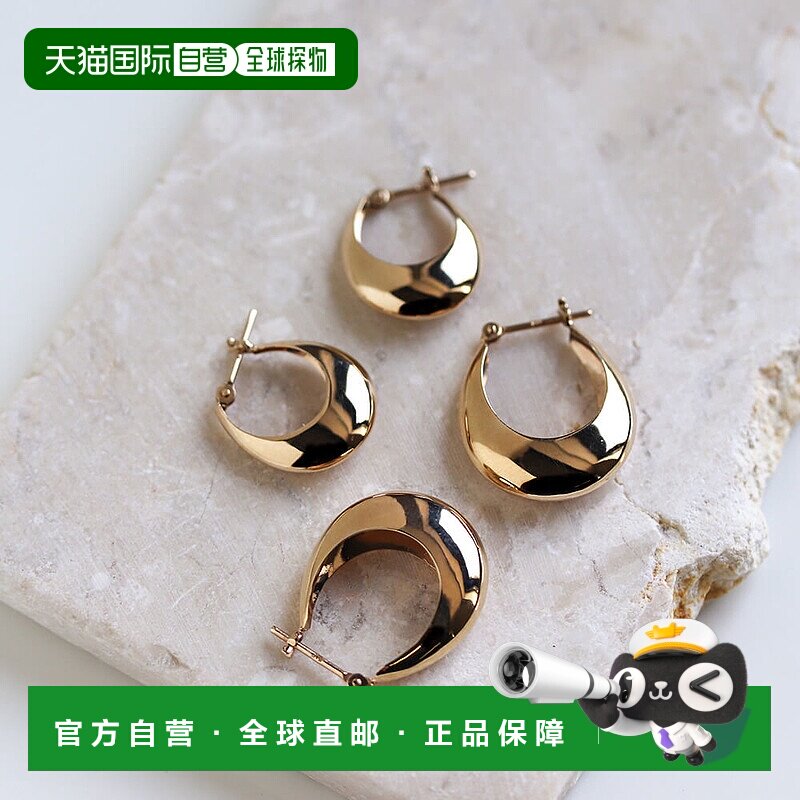 1h可退 日本直邮cui-cui 女装 K10YG圆形扣式黄金耳环 S 779704