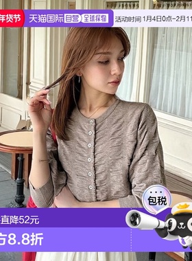 日本直邮Classical Elf 前后两用七分袖抽褶针织开衫 [C04519EW01