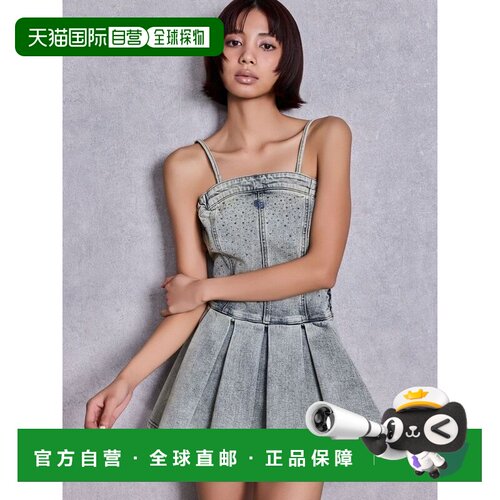 日本直邮GG 女士 牛仔风褶皱迷你连衣裙 0726403029