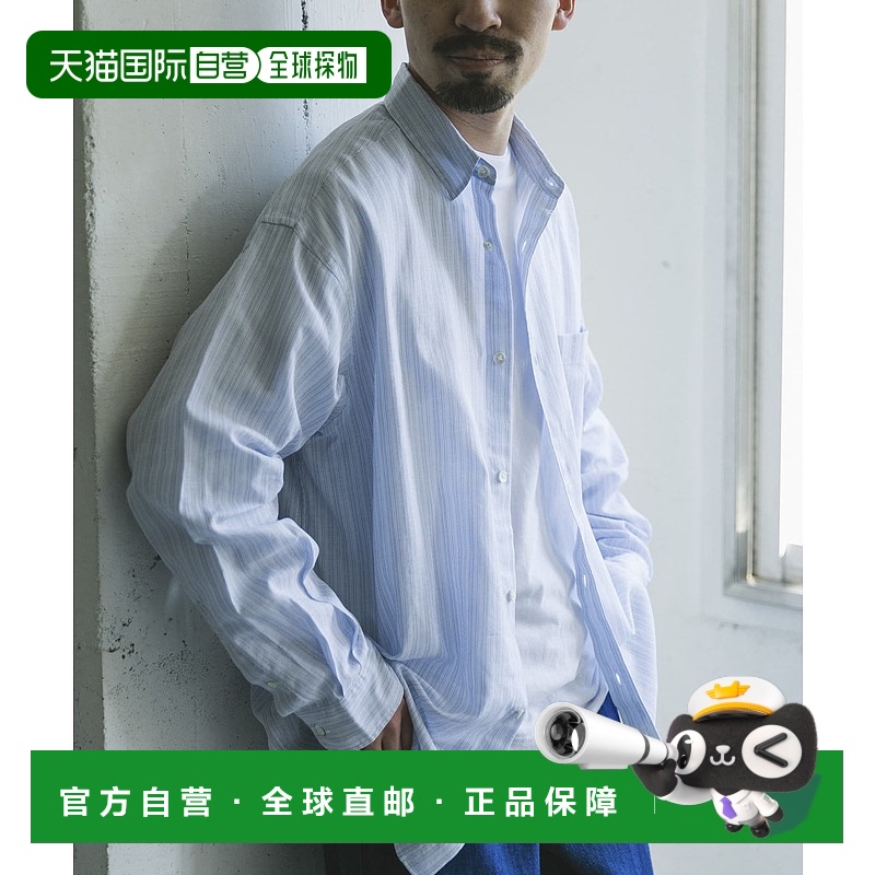 1h可退 日本直邮URBAN RESEARCH DOORS 男士透视条纹长袖衬衫 DRA