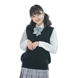日本直邮女童学校背心纯色制服背心可水洗防丸羊毛学校通勤学生女