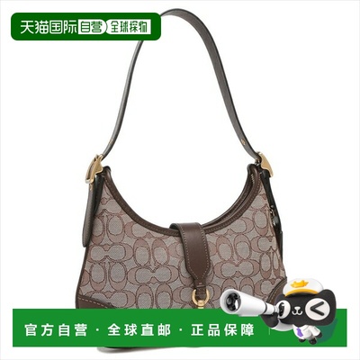 日本直邮Coach Hamptons Hobo 单肩包经典提花面料棕色女士款COAC