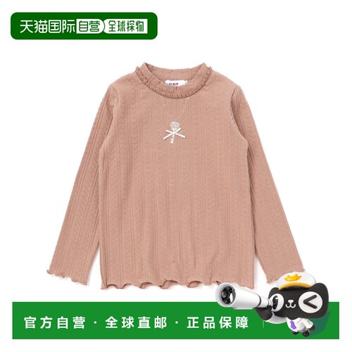 日本直邮SLAP SLIP 女童 长袖T恤 颈饰刺绣蕾丝领口 181586201