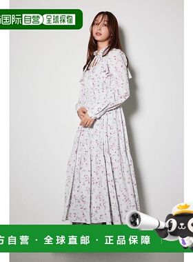 日本直邮Rienda 褶皱喇叭连衣裙 L/GRY1 [RI3465EW032883] 灰色连