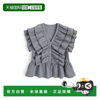 日本直邮日潮 GRL 格子纹荷叶边衬衫  dh1363