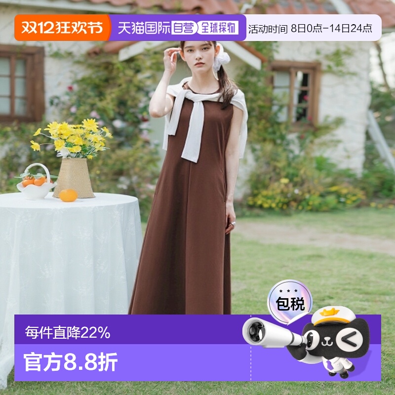 日潮跑腿UNIQLO优衣库女装高弹力无袖纯色连衣裙裙子加长款479154