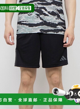 日本直邮 Adidas 男士AEROREADY半长裤 三条纹短裤 IR9737 黑色