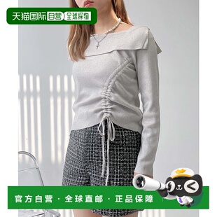 1h可退 日本直邮AS KNOW AS plus 女士方领露肩褶皱设计套头上衣