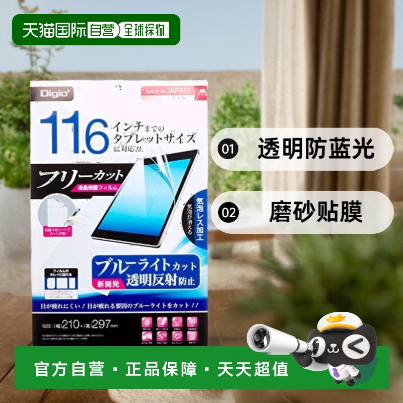 【日本直邮】Digio2平板电脑iPad透明防蓝光磨砂贴膜可裁剪大11.6
