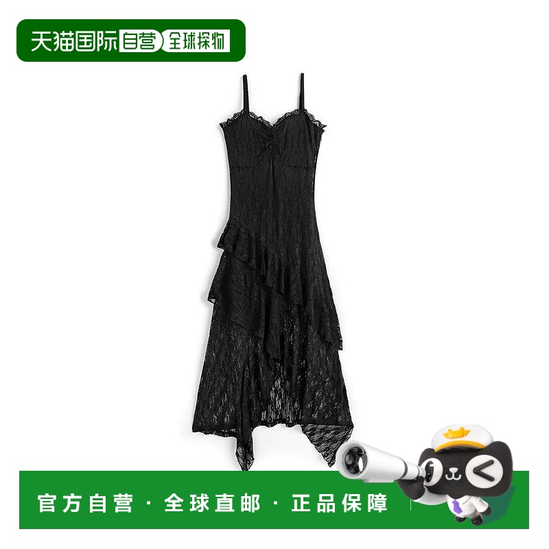 日本直邮日潮 GRL弗里西亚花卉蕾丝不对称荷叶边吊带连衣裙jm035