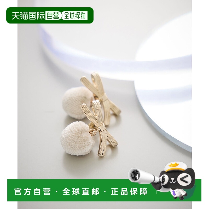 1h可退 日本直邮ROPE' PICNIC 若佩尼 女士 绒面球 金属蝴蝶结耳