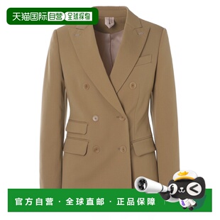 棕色羊毛华达呢双排扣夹克有加大码 MXMEGREGE Mara 日本直邮Max