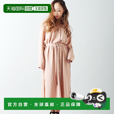 日本直邮JUNOAH 开衩扣合长袖衬衫连衣裙 JU5602EW00152