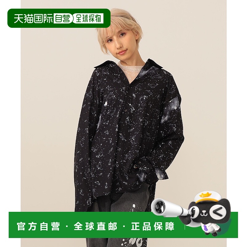 1h可退 日本直邮mmts 女装 伽罗星空猫星座印花宽松长袖衬衫 1611