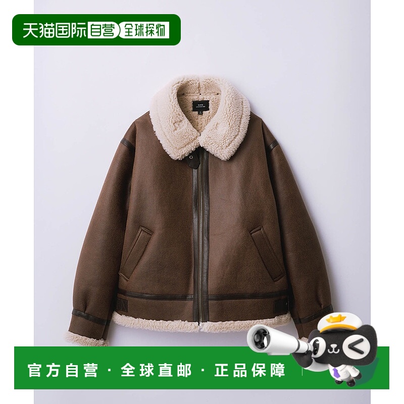 1h可退 日本直邮SLICK男女同款仿皮穆顿B-3飞行员夹克 宽领轻量秋