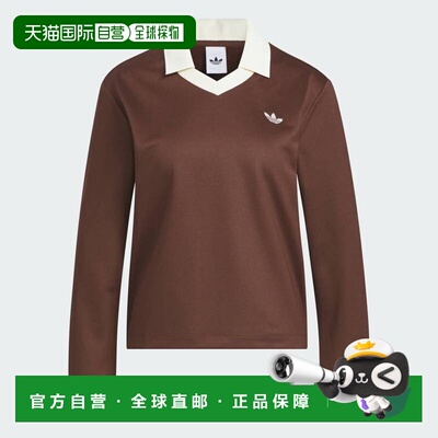 日本直邮Adidas/阿迪达斯宽松V领长袖T恤女款运动 女装KF3240