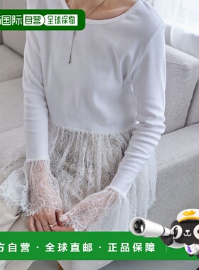 日本直邮CAPRICIEUX LE'MAGE 女装 镂空蕾丝长款T恤 简约设计显瘦