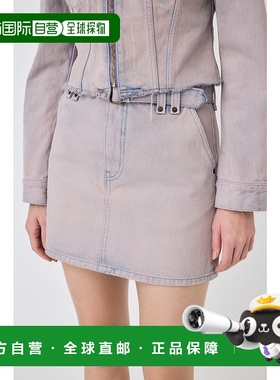 日本直邮MOUSSY 腰带装饰牛仔迷你短裙 [MO1164EW034533] 蓝色