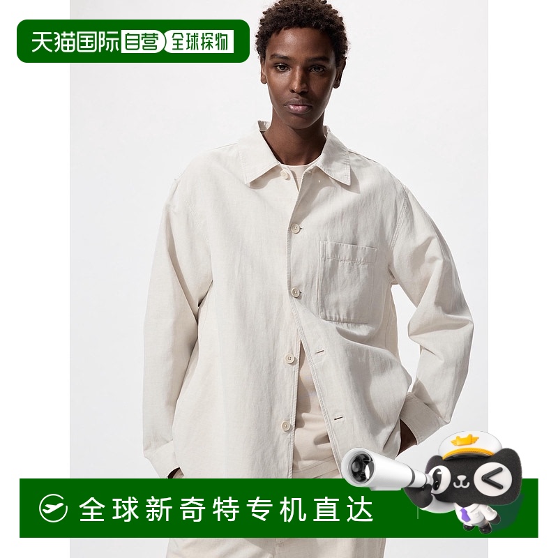 日潮跑腿UNIQLO优衣库25新款男女棉麻衬衫式茄克休闲夹克477557