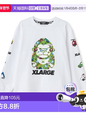 1h可退 日本直邮XLARGE KIDS 儿童全棉长袖T恤 趣味车款大猩猩图