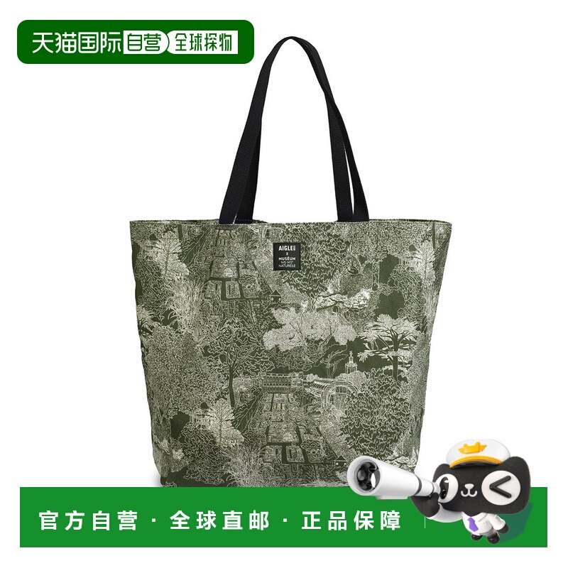 日本直邮AIGLE 帆布托特包 国立自然史博物馆印花 苔藓绿