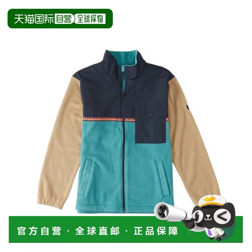日本直邮BILLABONG BOUNDARY TRAIL 拉链连帽抓绒夹克 海军蓝配绿