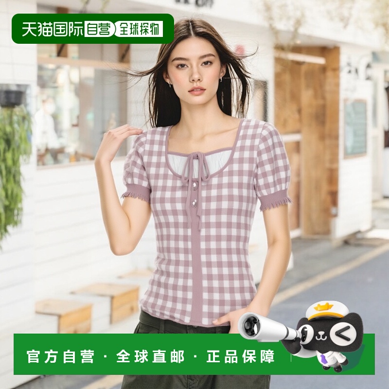 日本直邮日潮 michellmacaron格子纹上衣品番:SJJ0248MC短袖