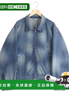 1h可退 日本直邮ANCELLM 男装 全棉牛仔拉链夹克 自然手擦渐变色