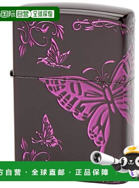 【日本直邮】Zippo芝宝 打火机 和式黑蝴蝶 双面加工 紫色  2BTF-