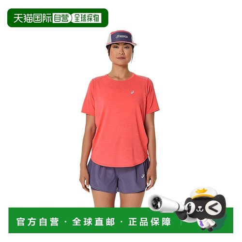 日本直邮Asics  ROAD SS 纯色透气圆领短袖  常规T恤 女款 珊瑚礁