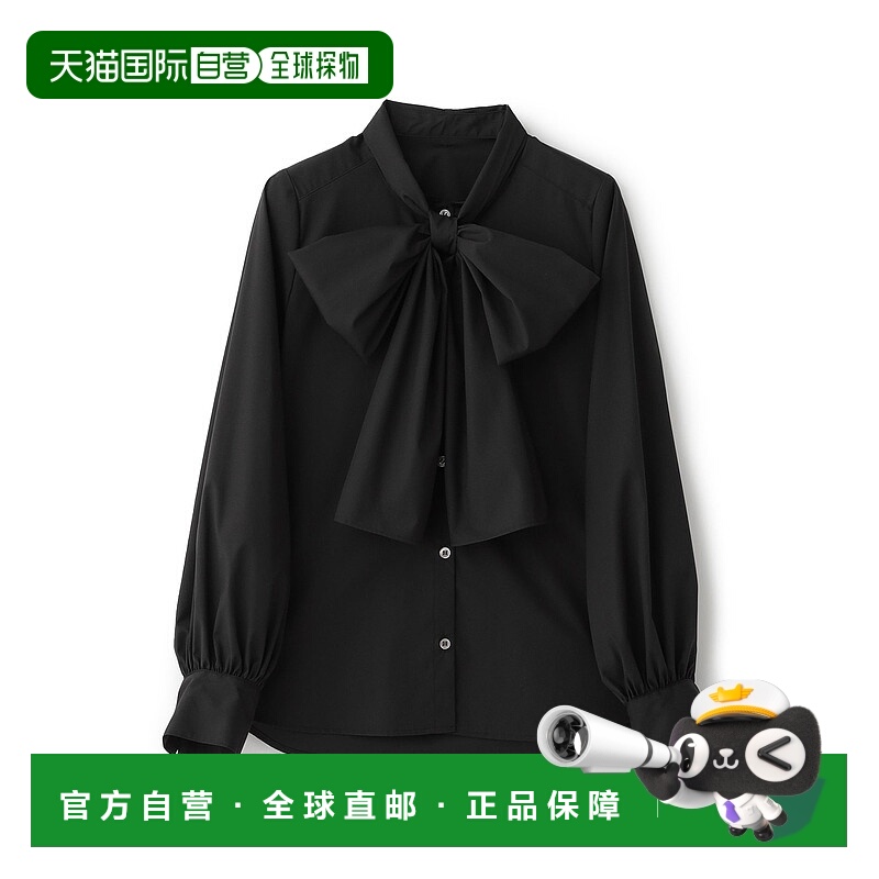 1h可退 日本直邮EPOCA 女装 亮感顺滑波纹缎女衬衫 宽大蝴蝶结设