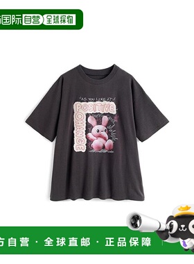 日本直邮日潮 GRL 兔子印花logo绣花T恤cc108刺绣宽松