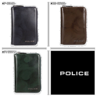 日本直邮POLICE 双折钱包男士拉链 SPAZZOLA MIDDLE WALLET 深棕