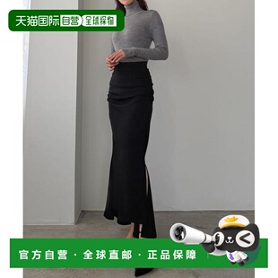 日本直邮JUNOAH 无里衬侧抽褶美人鱼弹力双面针织半身裙