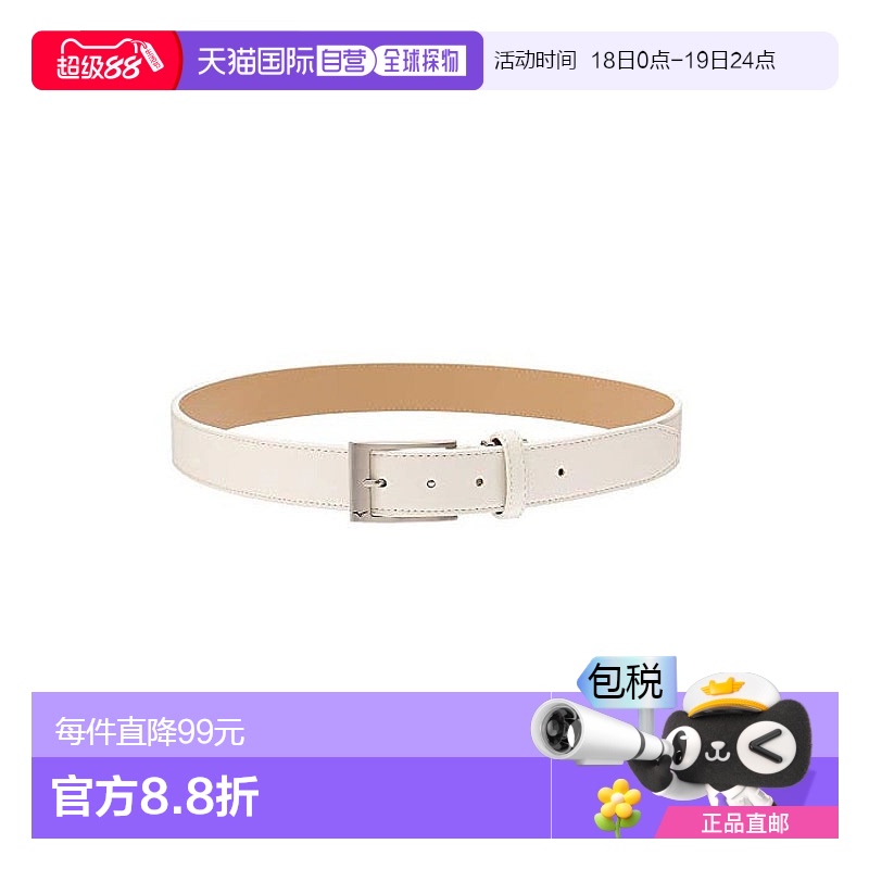 【日本直邮】美津浓男士高尔夫球服腰带合成皮宽3.4cm白均码76~10