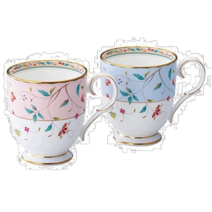 【日本直邮】Noritake则武 咖啡马克杯2件320cc粉/蓝P50755A/4409