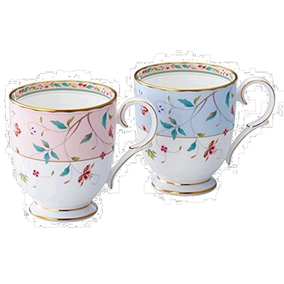 【日本直邮】Noritake则武 咖啡马克杯2件320cc粉/蓝P50755A/4409