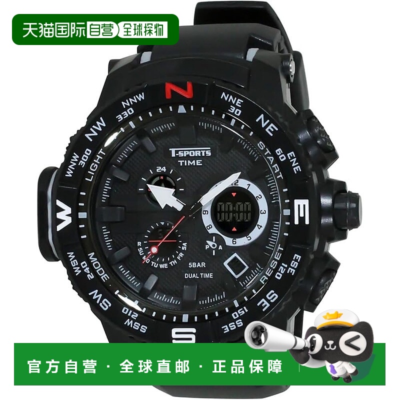 【日本直邮】CREPHA 男士防水数显指针手表 TS-AD096-BK 黑色