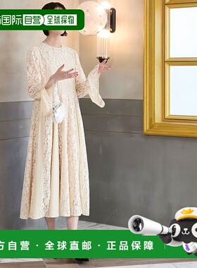 1h可退 日本直邮forksy.女士花卉刺绣蕾丝拼接长款连衣裙 FOop490