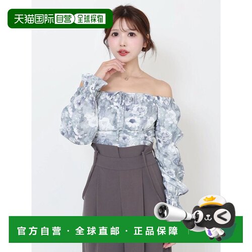 日本直邮EATME 女装 水彩花卉印花方领褶皱衬衫 3426204002泡泡袖