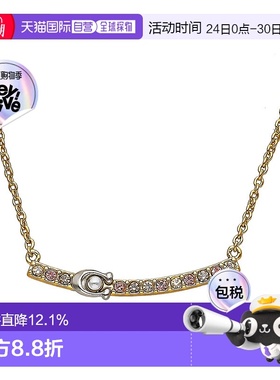 日本直邮 COACH蔻驰女士经典LOGOC字彩色玫瑰金水晶项链礼物CL141