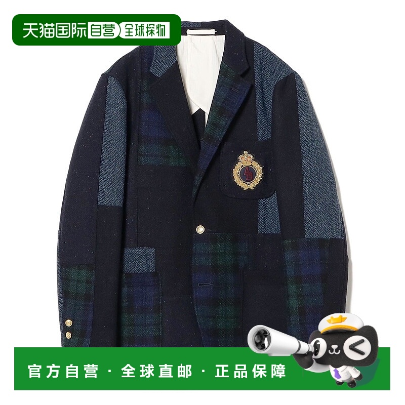 1h可退 日本直邮BEAMS PLUS 男装 哈里斯花呢拼接 三粒扣休闲西装