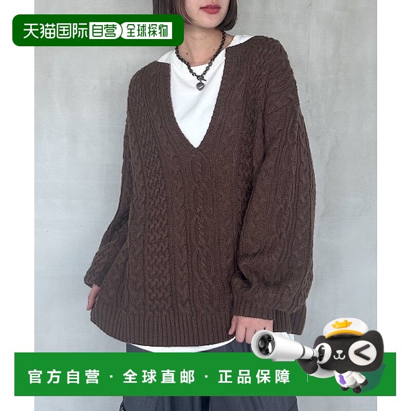 1h可退 日本直邮PAGEBOY 女装 宽松V领绞花针织套头衫 7色可选 57