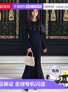 日本直邮日潮 GRL单肩荷叶边丝带长款连衣裙dr820针织气质