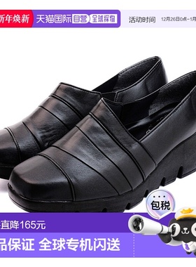 日本直邮高跟鞋防水坡跟鞋底FIRST CONTACT女式轻松行走黑色低跟