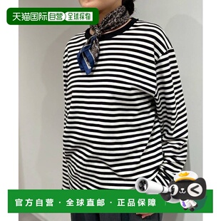 1h可退 日本直邮HUMAN WOMAN 女装 零感棉质柔滑条纹T恤 07752609