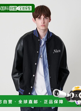 1h可退 日本直邮SKOOKUM男女同款牛革拼接宽松 stadium jumper 半