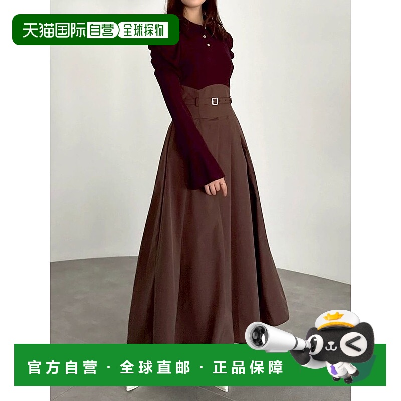 1h可退 日本直邮dazzlin 女装 衬衫领束腰褶皱连衣裙 0225503055