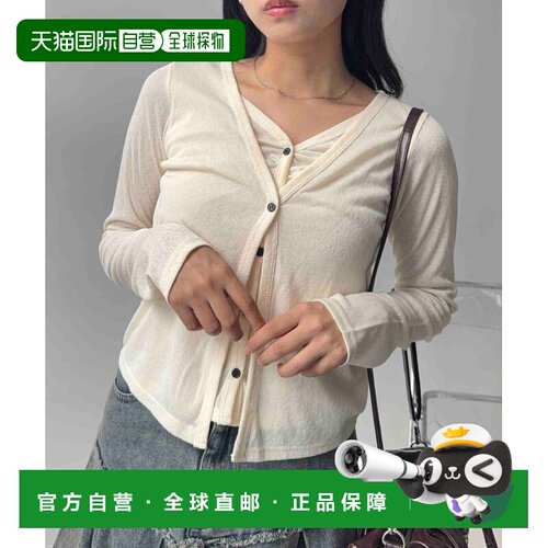 日本直邮AS KNOW AS plus 女士 UV防护V领叠穿风开衫 Q30325